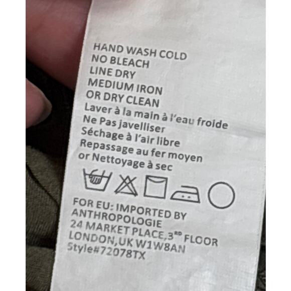 Anthropologie Tiny Womens 2X Tatiana Olive Green Lace Boho Wrap Short Sleeve Top - Picture 7 of 8